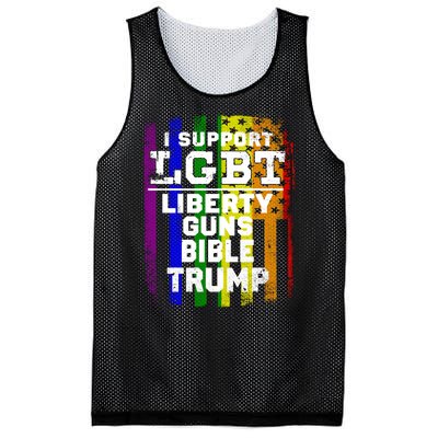 LGBT LIBERTY, GUNS, BIBLE, TRUMP Funny I Support LGBT Parody Election Gift Mesh Reversible Basketball Jersey Tank