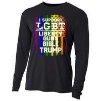 LGBT LIBERTY, GUNS, BIBLE, TRUMP Funny I Support LGBT Parody Election Gift Cooling Performance Long Sleeve Crew