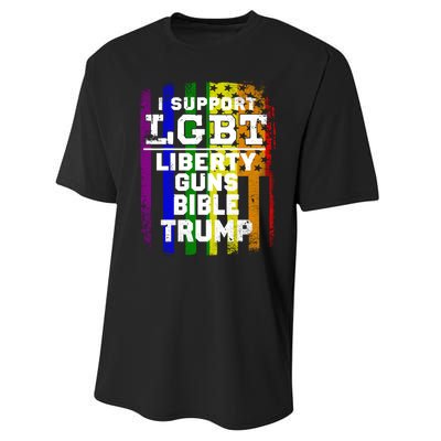 LGBT LIBERTY, GUNS, BIBLE, TRUMP Funny I Support LGBT Parody Election Gift Performance Sprint T-Shirt