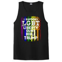 LGBT LIBERTY, GUNS, BIBLE, TRUMP Funny I Support LGBT Parody Election Gift PosiCharge Competitor Tank