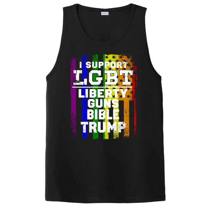 LGBT LIBERTY, GUNS, BIBLE, TRUMP Funny I Support LGBT Parody Election Gift PosiCharge Competitor Tank