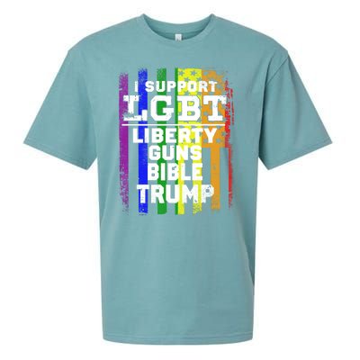 LGBT LIBERTY, GUNS, BIBLE, TRUMP Funny I Support LGBT Parody Election Gift Sueded Cloud Jersey T-Shirt