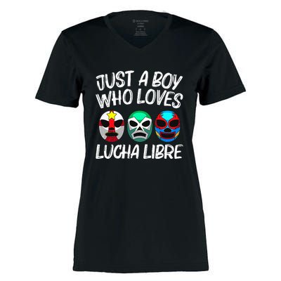 L.U.C.H.A L.I.B.R.E Gift Mexican Wrestling Mask Women's Momentum V-Neck T-Shirt