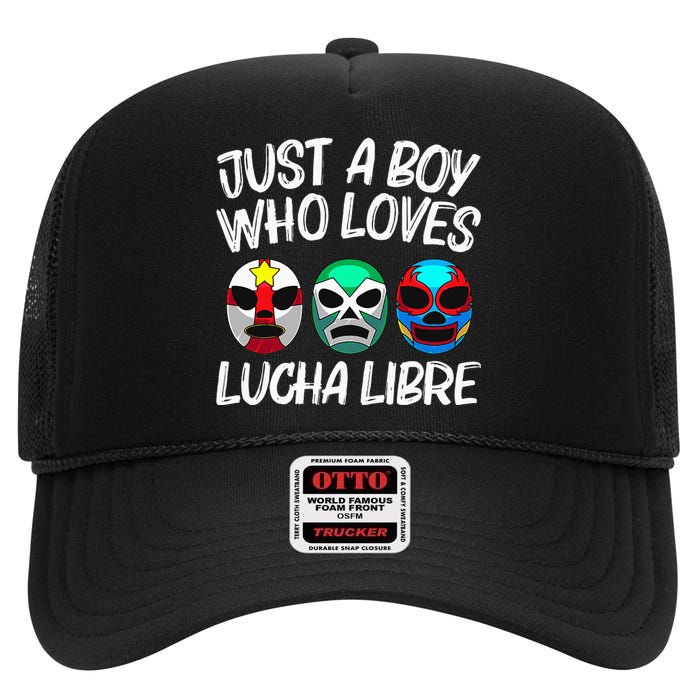 L.U.C.H.A L.I.B.R.E Gift Mexican Wrestling Mask High Crown Mesh Back Trucker Hat