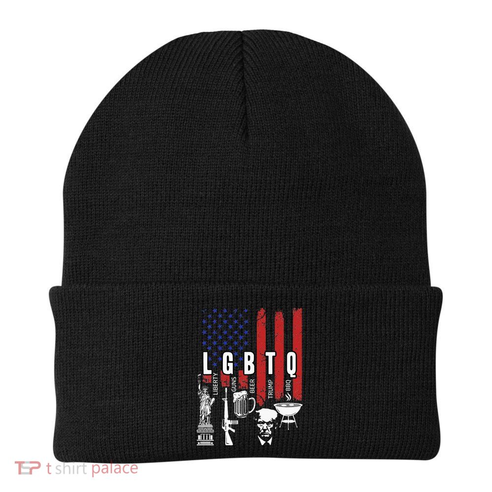 LGBTQ Liberty Guns Bible Trump BBQ USA Flag Vintage Beanie