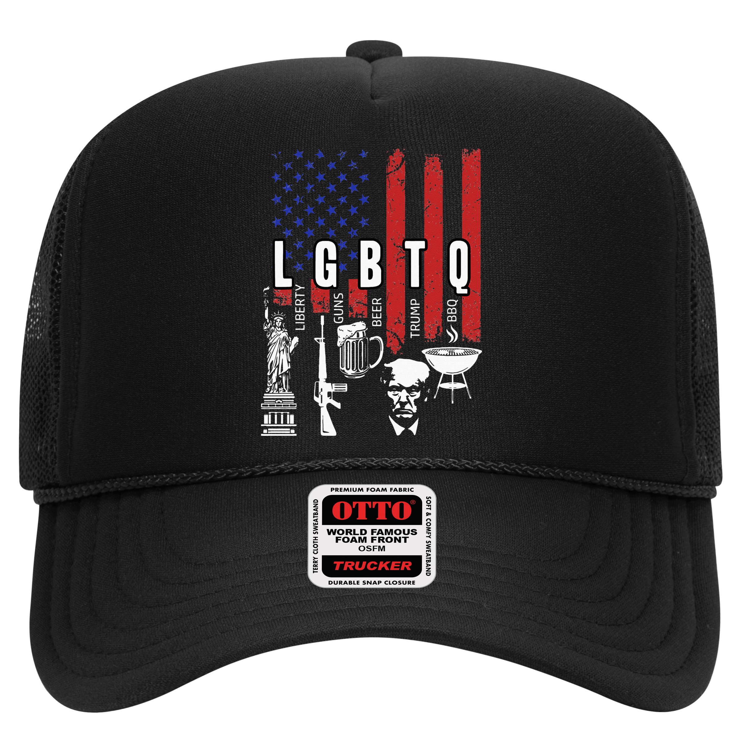 LGBTQ Liberty Guns Bible Trump BBQ USA Flag Vintage Hat