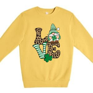 Lucky Love Gnome St Patrick's Day Gnomes Shamrock Irish Premium Crewneck Sweatshirt