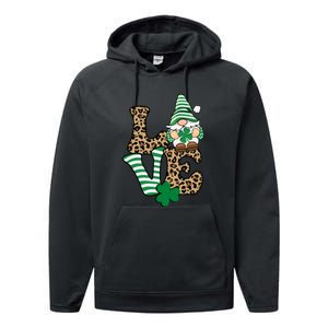 Lucky Love Gnome St Patrick's Day Gnomes Shamrock Irish Performance Fleece Hoodie