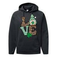 Lucky Love Gnome St Patrick's Day Gnomes Shamrock Irish Performance Fleece Hoodie