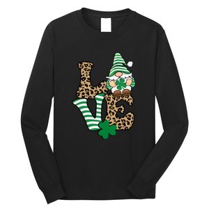 Lucky Love Gnome St Patrick's Day Gnomes Shamrock Irish Long Sleeve Shirt