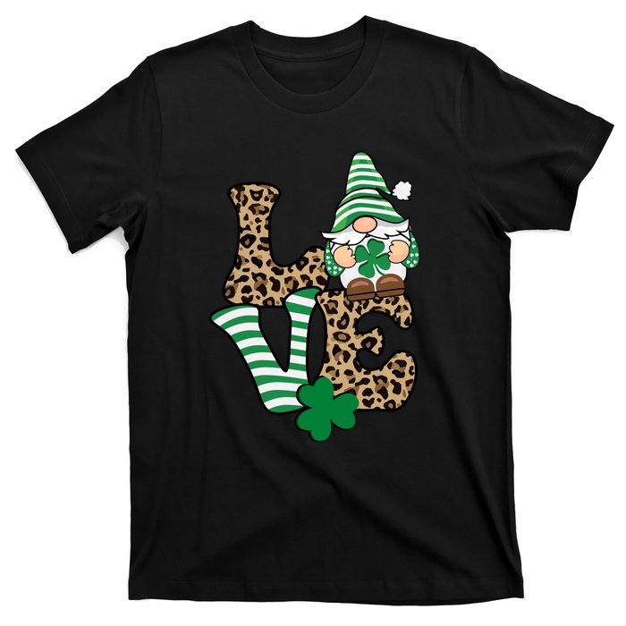 Lucky Love Gnome St Patrick's Day Gnomes Shamrock Irish T-Shirt