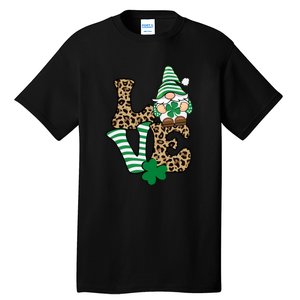 Lucky Love Gnome St Patrick's Day Gnomes Shamrock Irish Tall T-Shirt