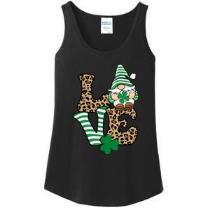 Lucky Love Gnome St Patrick's Day Gnomes Shamrock Irish Ladies Essential Tank