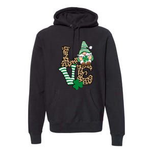 Lucky Love Gnome St Patrick's Day Gnomes Shamrock Irish Premium Hoodie