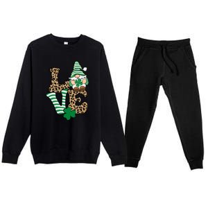 Lucky Love Gnome St Patrick's Day Gnomes Shamrock Irish Premium Crewneck Sweatsuit Set