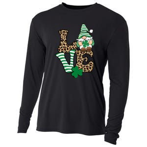 Lucky Love Gnome St Patrick's Day Gnomes Shamrock Irish Cooling Performance Long Sleeve Crew