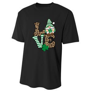 Lucky Love Gnome St Patrick's Day Gnomes Shamrock Irish Performance Sprint T-Shirt