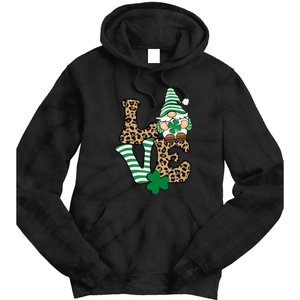 Lucky Love Gnome St Patrick's Day Gnomes Shamrock Irish Tie Dye Hoodie