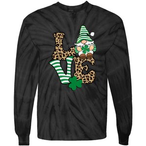 Lucky Love Gnome St Patrick's Day Gnomes Shamrock Irish Tie-Dye Long Sleeve Shirt