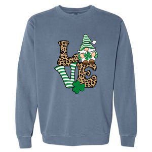 Lucky Love Gnome St Patrick's Day Gnomes Shamrock Irish Garment-Dyed Sweatshirt