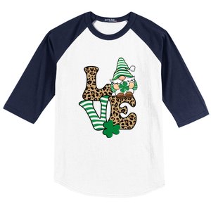 Lucky Love Gnome St Patrick's Day Gnomes Shamrock Irish Baseball Sleeve Shirt