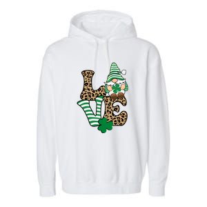 Lucky Love Gnome St Patrick's Day Gnomes Shamrock Irish Garment-Dyed Fleece Hoodie