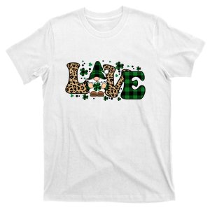 Lucky Love Gnome St. Patricks Day Shamrock Leoprad T-Shirt