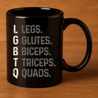 Lgbtq Legs Glutes Biceps Triceps Quads Gym 11oz C Handle Ceramic Mug