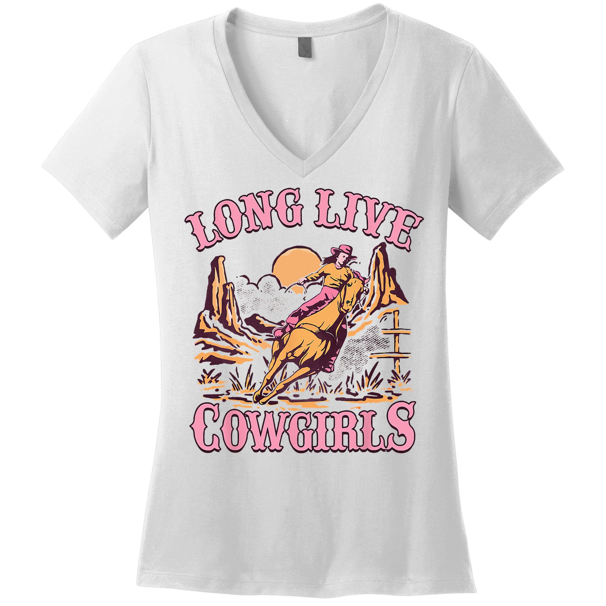 Long Live Howdy Rodeo Western Country Southern Cowgirls Women's V-Neck T-Shirt
