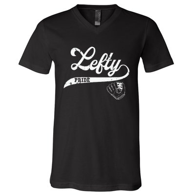 Lefty Left Handed Baseball Softball Proud Women V-Neck T-Shirt