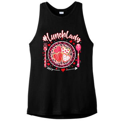 Lunch Lady Happy ValentineS Day Cafeteria Worker Ladies PosiCharge Tri-Blend Wicking Tank