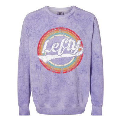 Lefty Left Handed Proud Retro Vintage Rainbow Colorblast Crewneck Sweatshirt