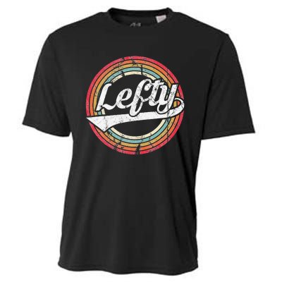 Lefty Left Handed Proud Retro Vintage Rainbow Cooling Performance Crew T-Shirt