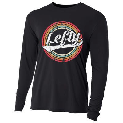 Lefty Left Handed Proud Retro Vintage Rainbow Cooling Performance Long Sleeve Crew