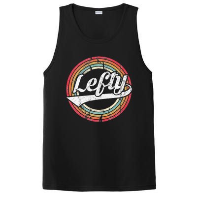 Lefty Left Handed Proud Retro Vintage Rainbow PosiCharge Competitor Tank