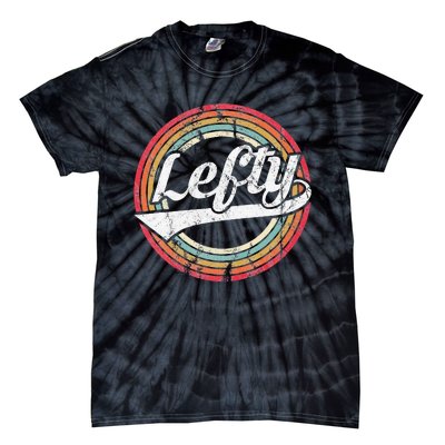 Lefty Left Handed Proud Retro Vintage Rainbow Tie-Dye T-Shirt