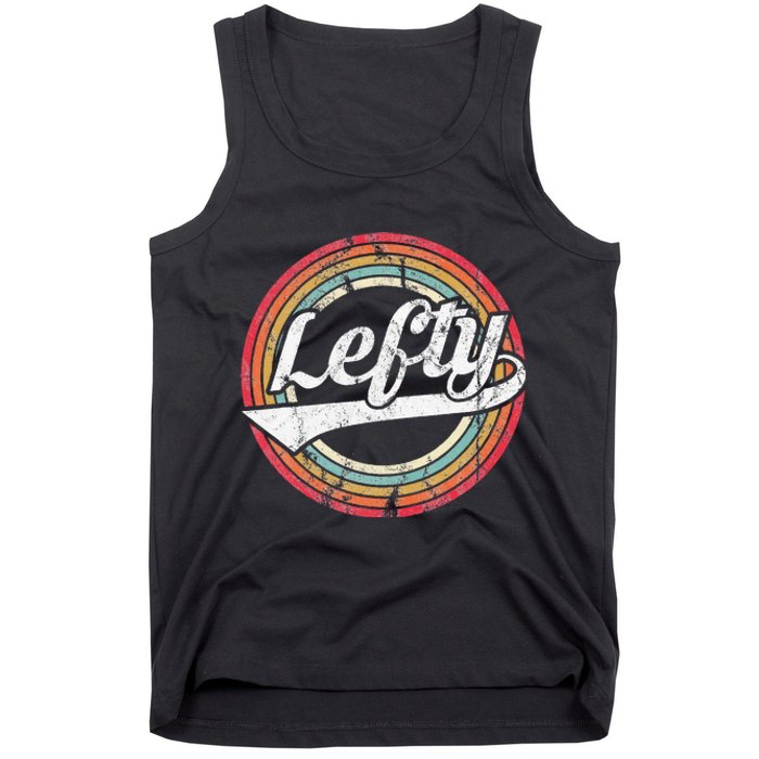 Lefty Left Handed Proud Retro Vintage Rainbow Tank Top