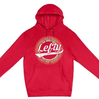 Lefty Left Handed Proud Retro Vintage Rainbow Premium Pullover Hoodie