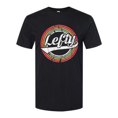 Lefty Left Handed Proud Retro Vintage Rainbow Softstyle CVC T-Shirt