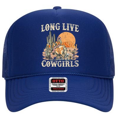 Long Live Howdy Rodeo Western Country Funny Cow Graphic Gift High Crown Mesh Back Trucker Hat