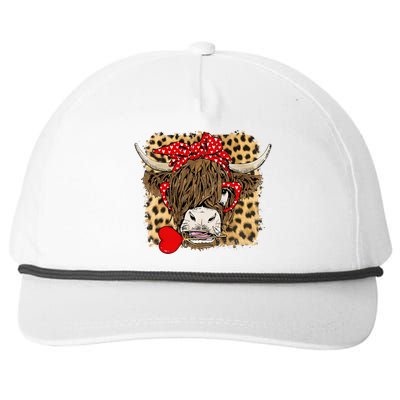 Leopard Love Highland Cow Heifer Bandana Valentines Day Funny Gift Snapback Five-Panel Rope Hat