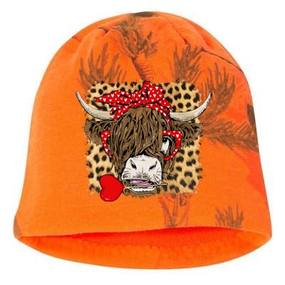 Leopard Love Highland Cow Heifer Bandana Valentines Day Funny Gift Kati - Camo Knit Beanie