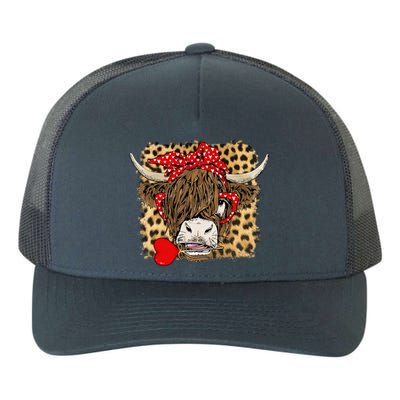 Leopard Love Highland Cow Heifer Bandana Valentines Day Funny Gift Yupoong Adult 5-Panel Trucker Hat