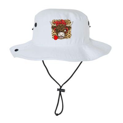 Leopard Love Highland Cow Heifer Bandana Valentines Day Funny Gift Legacy Cool Fit Booney Bucket Hat