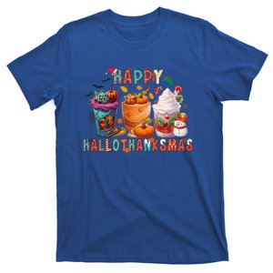 Latte Lovers Happy Hallothanksmas Pumpkin Xmas Present 2024 Gift T-Shirt