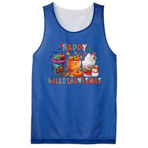 Latte Lovers Happy Hallothanksmas Pumpkin Xmas Present 2024 Gift Mesh Reversible Basketball Jersey Tank