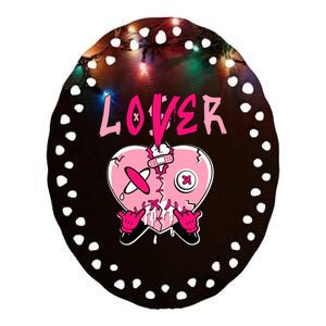 Loser Lover Heart Dripping Low Triple Pink Matching Ceramic Oval Ornament