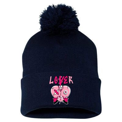 Loser Lover Heart Dripping Low Triple Pink Matching Pom Pom 12in Knit Beanie