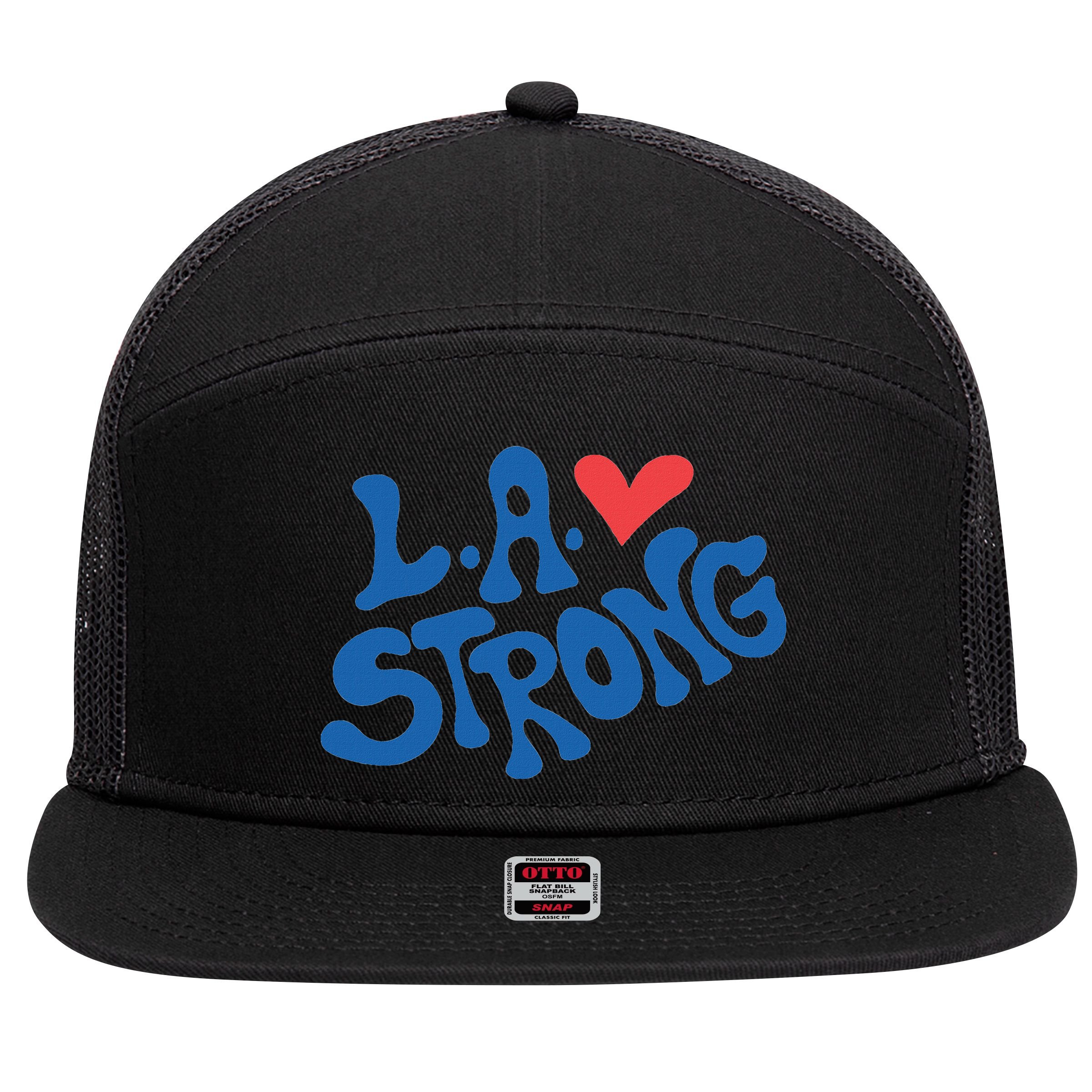 Love La Heart Los Angeles Strong Supportive 7 Panel Mesh Trucker Snapback Hat