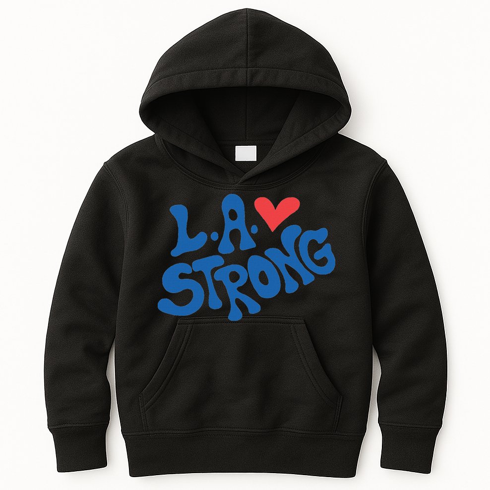 Love La Heart Los Angeles Strong Supportive Kids Hoodie